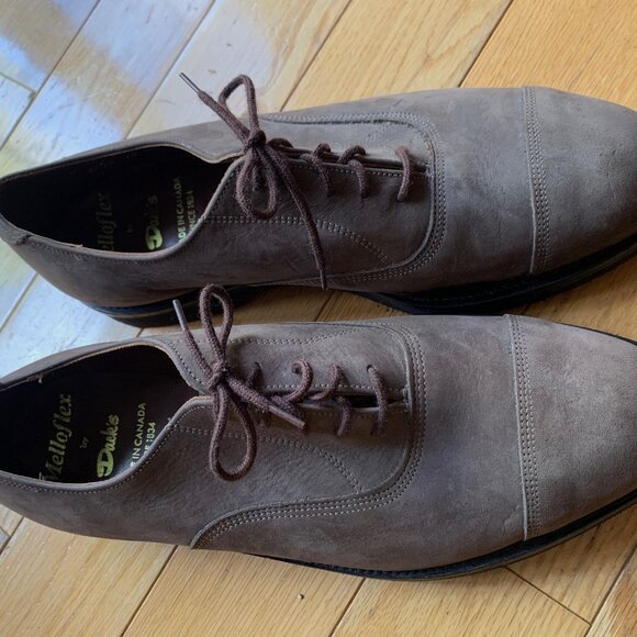 Dack’s Melloflex Men’s Brown Suede Oxford Cap Toe Shoes – Made in Canada - Picture 1 of 6